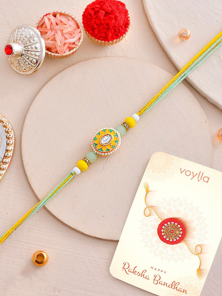Voylla Men Faux Pearls Embellished Thread  Rakhi