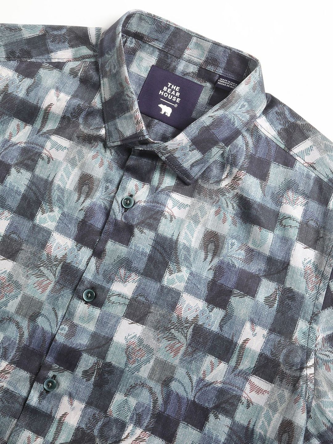 THE BEAR HOUSE Men Abstract Graphic Print Slim Fit Casual Shirt