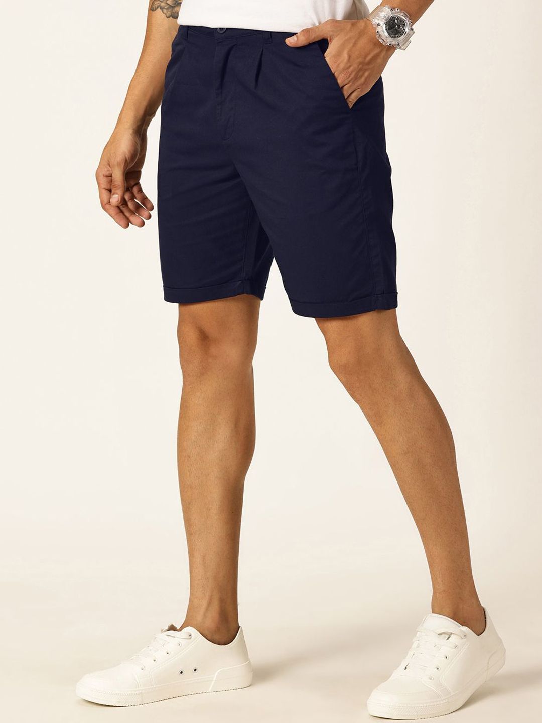 Thomas Scott Men Mid-Rise Cotton Casual Shorts