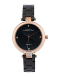 Sambungan Perancis Wanita Dail Hiasan & Tali Keluli Tahan Karat Analog Watch FCM01BM