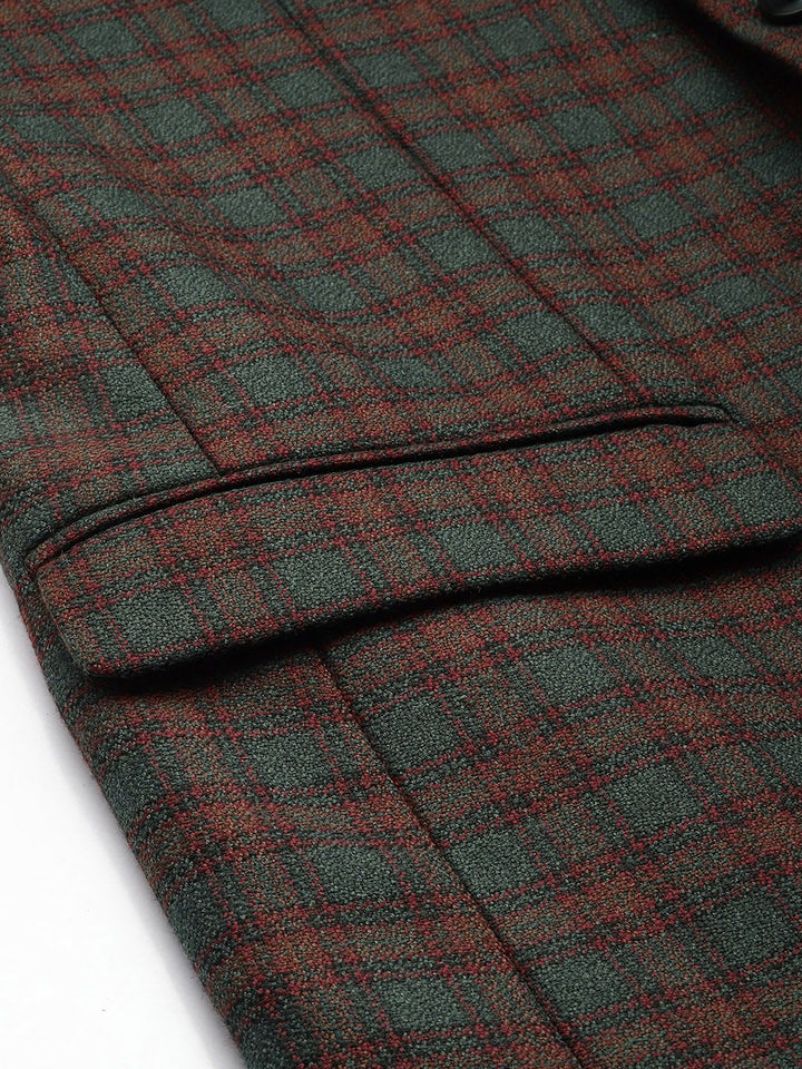 Park Avenue Checked Notched Lapel Collar Slim Fit Formal Blazer