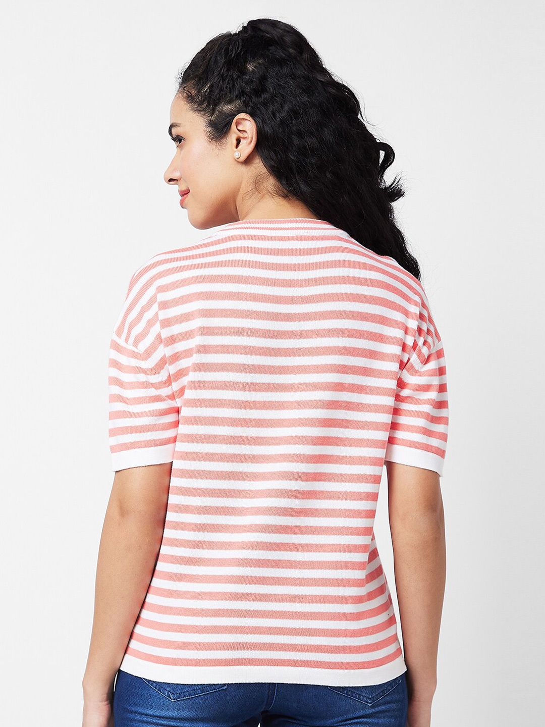 SPYKAR Striped Cotton Boxy T-shirt