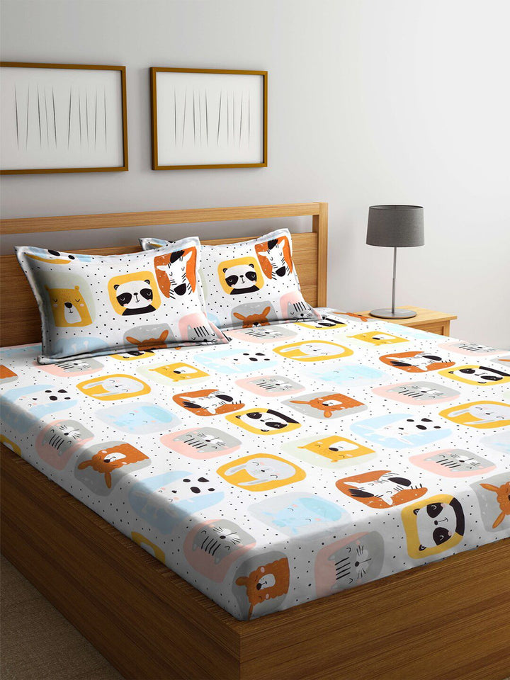 KLOTTHE Conversational 300 TC King Dipasang Cadar dengan 2 Sarung Bantal