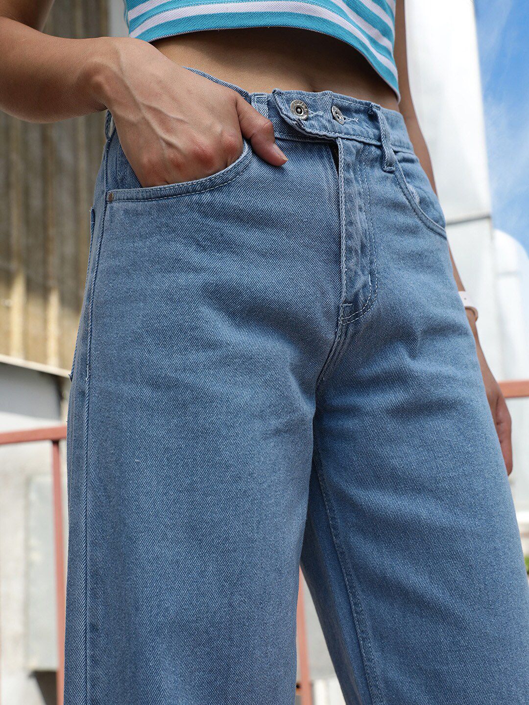 STREET 9 Women Jean Wide Leg High-Rise Cotton Jeans