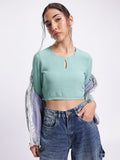 DressBerry Girly Glam Textured Crop Top