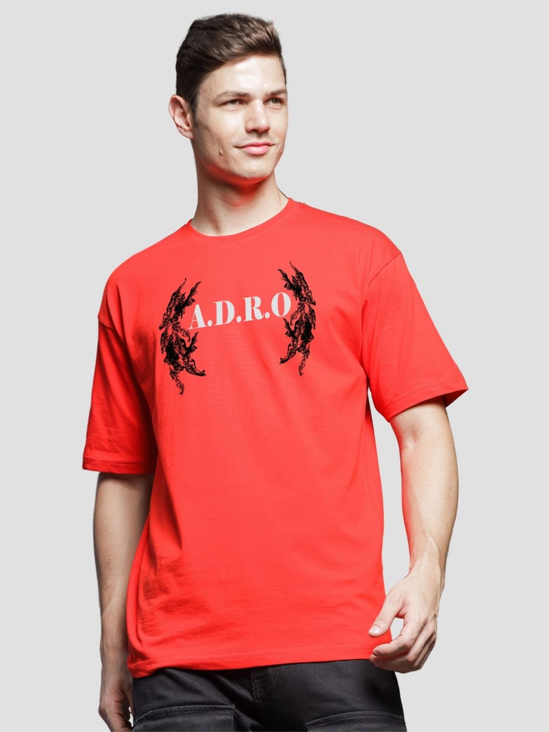 ADRO Men Graphic Printed Round Neck Cotton Oversized T-Shirt