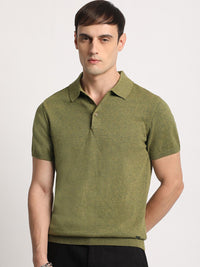 THE BEAR HOUSE Men Solid Regular Fit Cotton Polo Collar T-Shirt