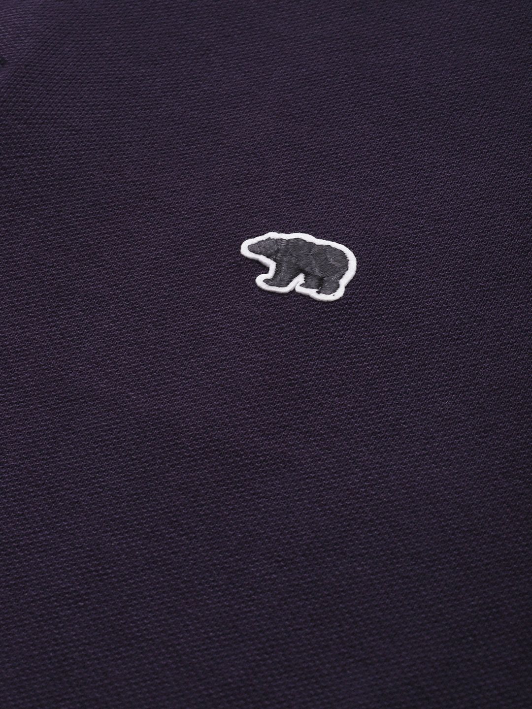 THE BEAR HOUSE Men Purple Solid Polo Collar Pure Cotton T-shirt