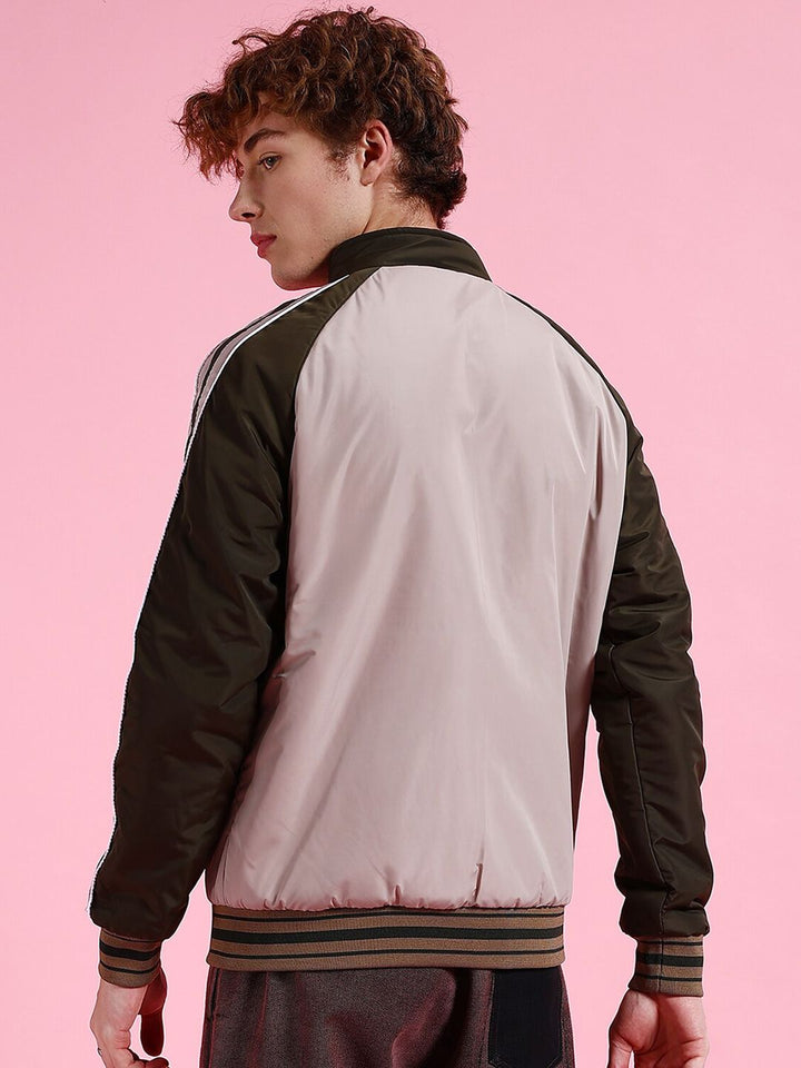 The Indian Garage Co Men Camel Brown Colourblocked Longline Outdoor Sporty Jacket