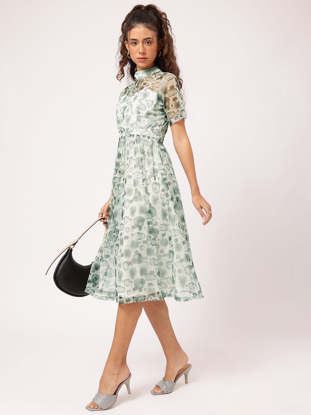 DressBerry Understated Inked Elegance Fit 'N' Flow Dress