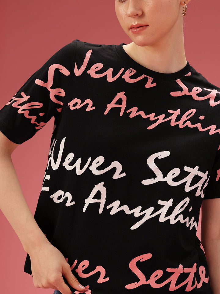 DressBerry Pure Cotton Typography Printed T-shirt