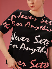 DressBerry Pure Cotton Typography Printed T-shirt