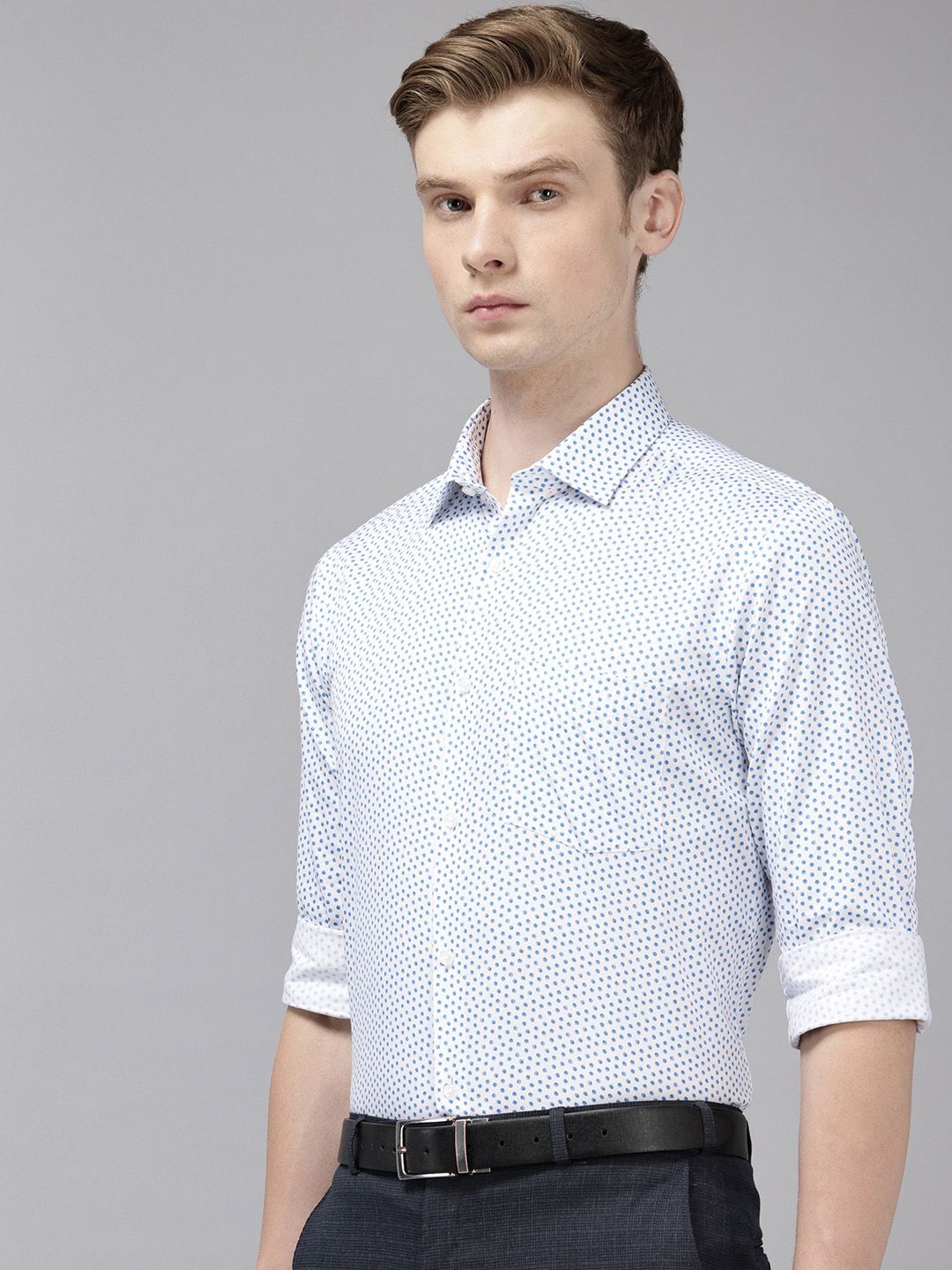 Park Avenue Slim Fit Polka Dot Printed Pure Cotton Formal Shirt