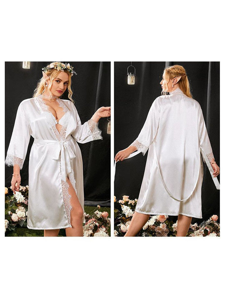 DressBerry Lace Detail Robe Comes With Belt