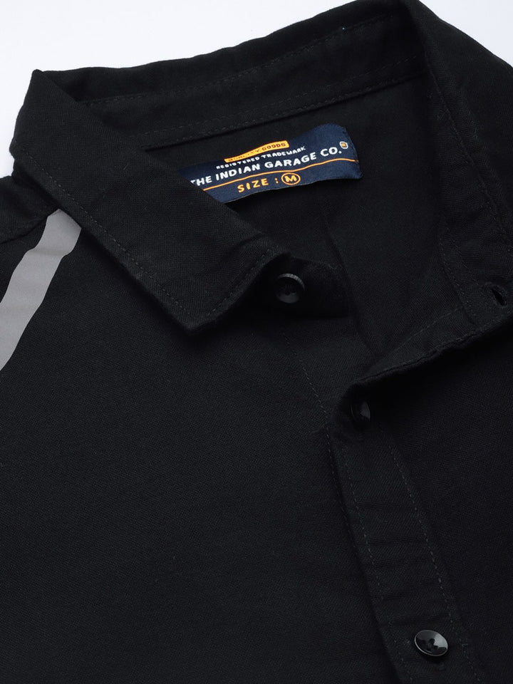 The Indian Garage Co Men Black Casual Shirt with Reflective Strips