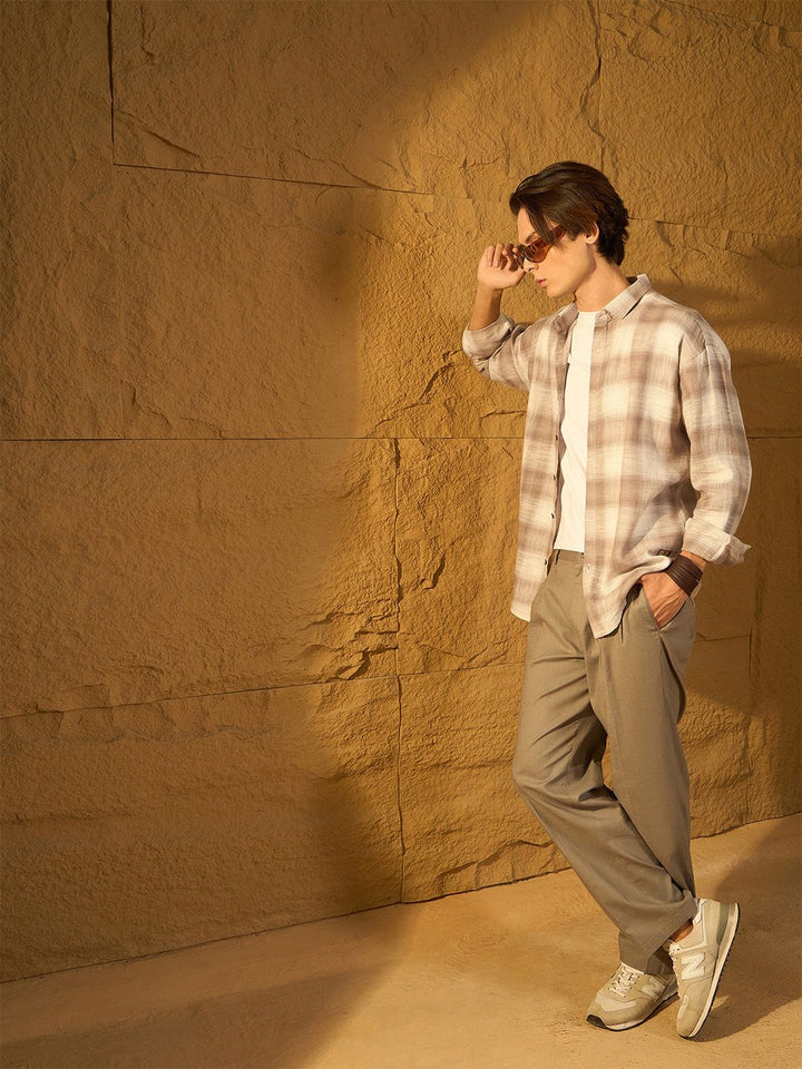 Dennison Men Drop Shoulder Oversized Checked Shirt