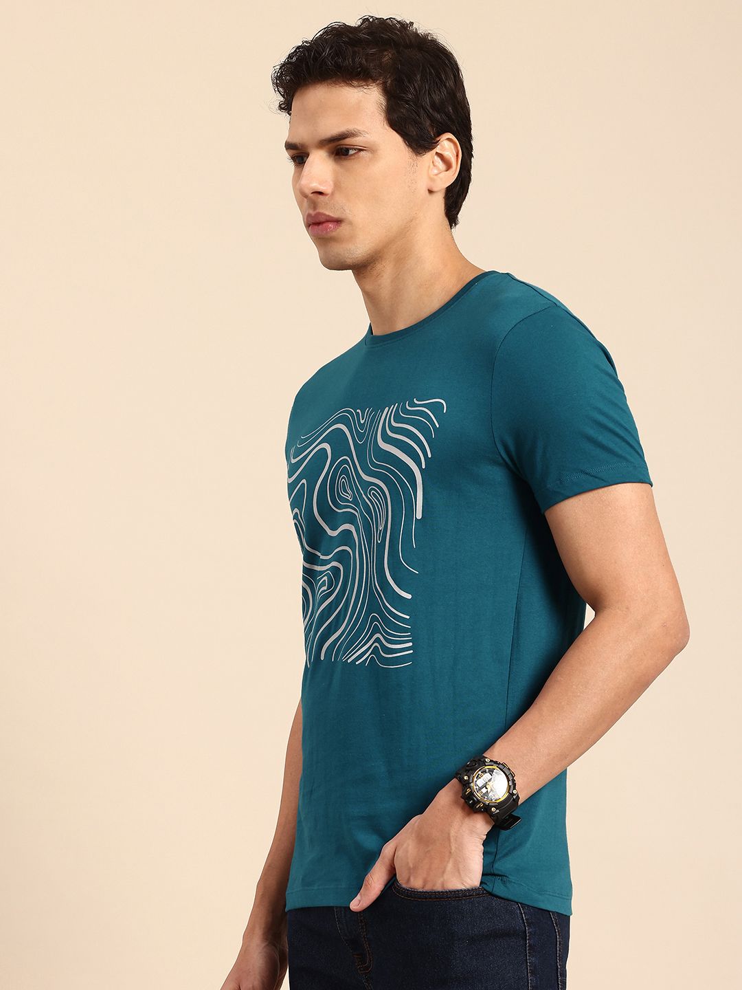 Being Human Abstract Printed Pure Cotton T-shirt