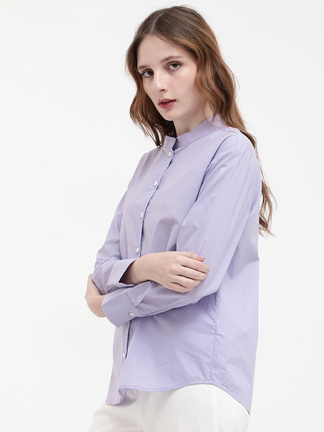 RAREISM Aytac Mandarin Collar Cuffed Sleeves Cotton Top