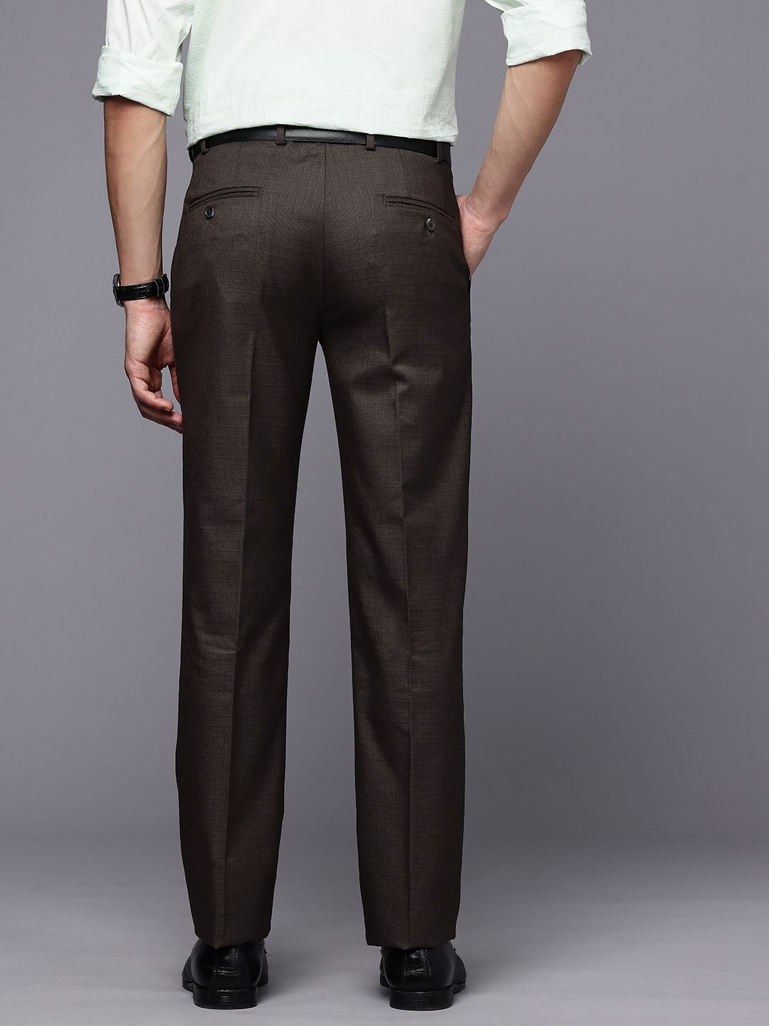 Raymond Men Checked Slim Fit Formal Trousers