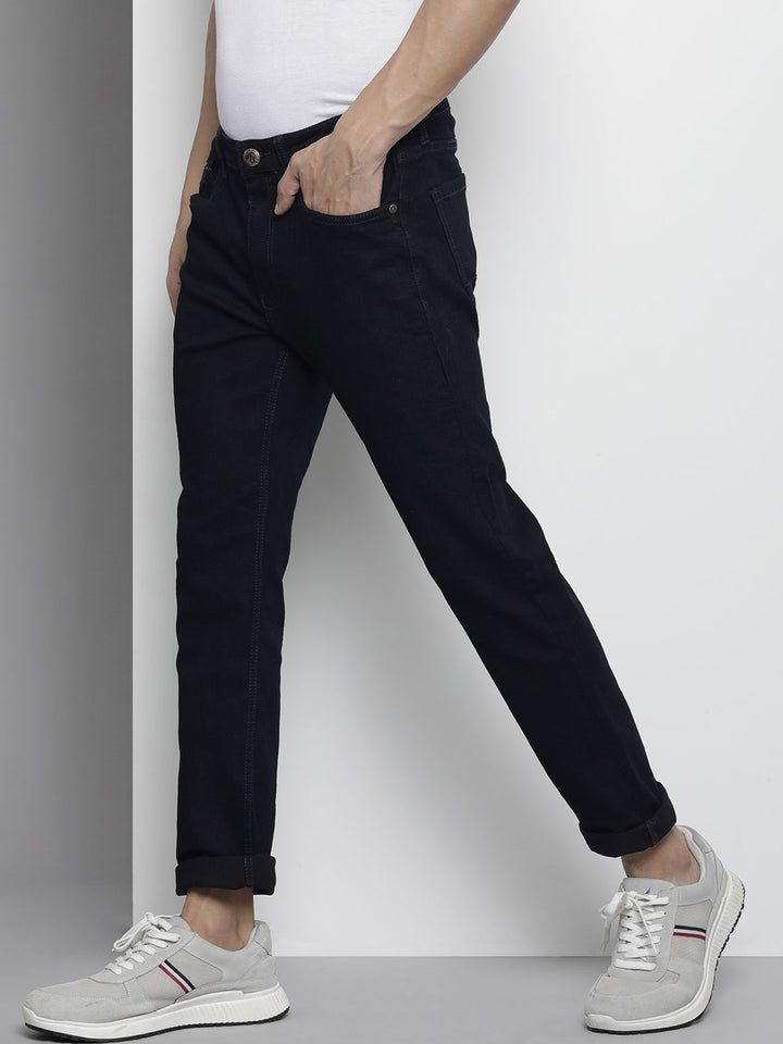 The Indian Garage Co Men Navy Blue Skinny Fit Applique Stretchable Jeans