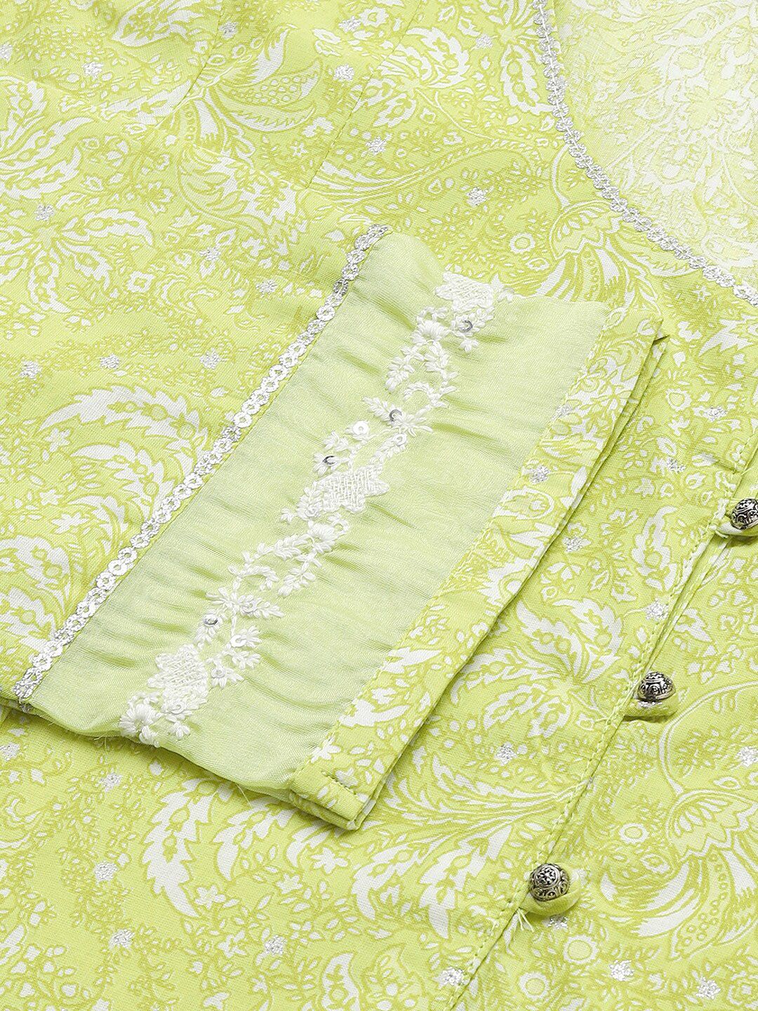 W Women Yellow Floral Printed Anarkali Kurta