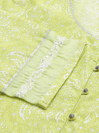 W Women Yellow Floral Printed Anarkali Kurta