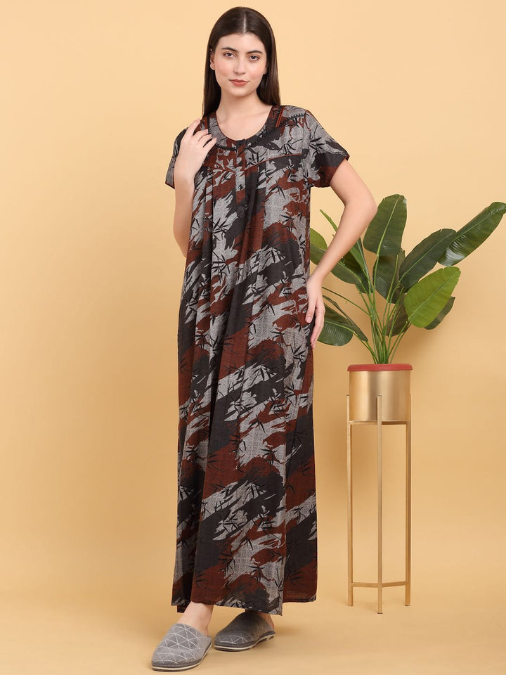 Sweet Dreams Round Neck Printed Maxi Nightdress