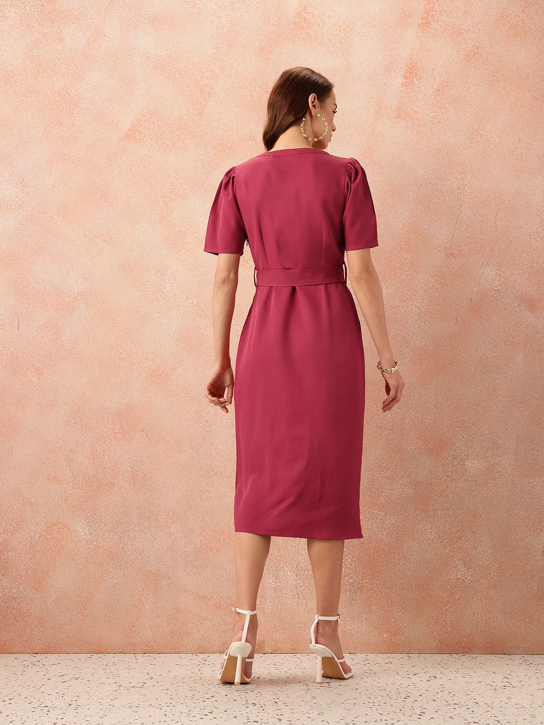 all about you Belted Sheath Midi Dress