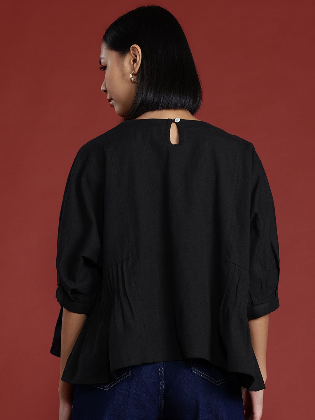 all about you Pleated Cotton Linen Top
