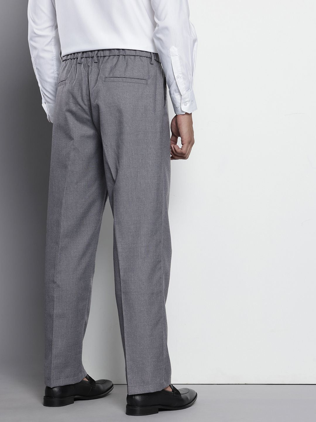 The Indian Garage Co. X Luxe Men Relaxed Straight Fit Textured Pleated Formal Trousers