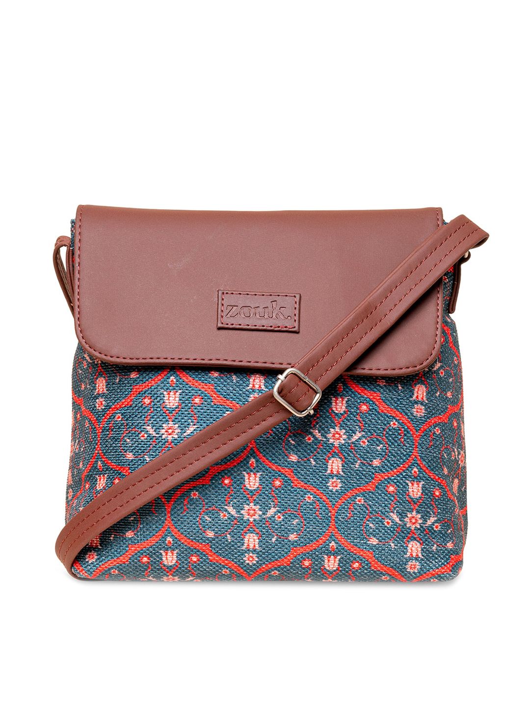 ZOUK Ethnic Motifs Printed Structured Sling Bag