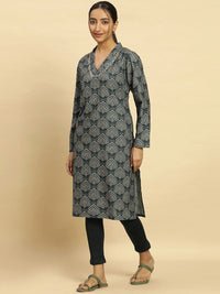 W Ethnic Motifs Printed V-Neck Kurta