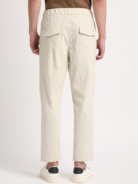 THE BEAR HOUSE Men Relaxed Loose Fit Corduroy Cotton Pleated Regular Trousers