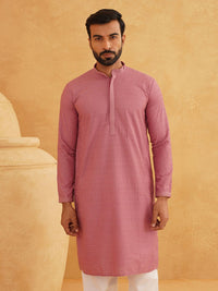 SOJANYA Geometrik Sulam Kapas Kurta Lurus