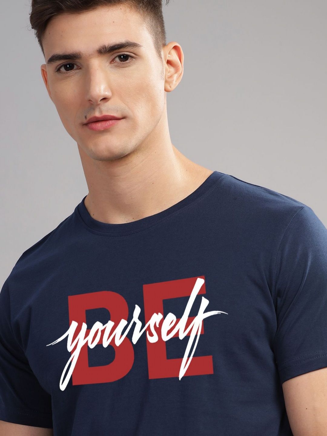 ADRO Men Typography Printed Applique T-shirt