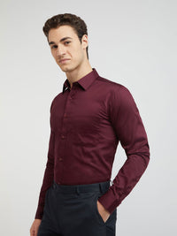 Raymond Men Maroon Pure Cotton Slim Fit Long Sleeves Formal Shirt