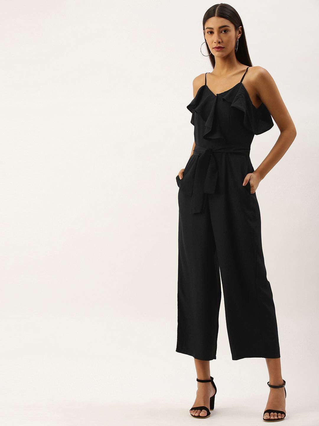 Berrylush Women Black Solid Basic Jumpsuit