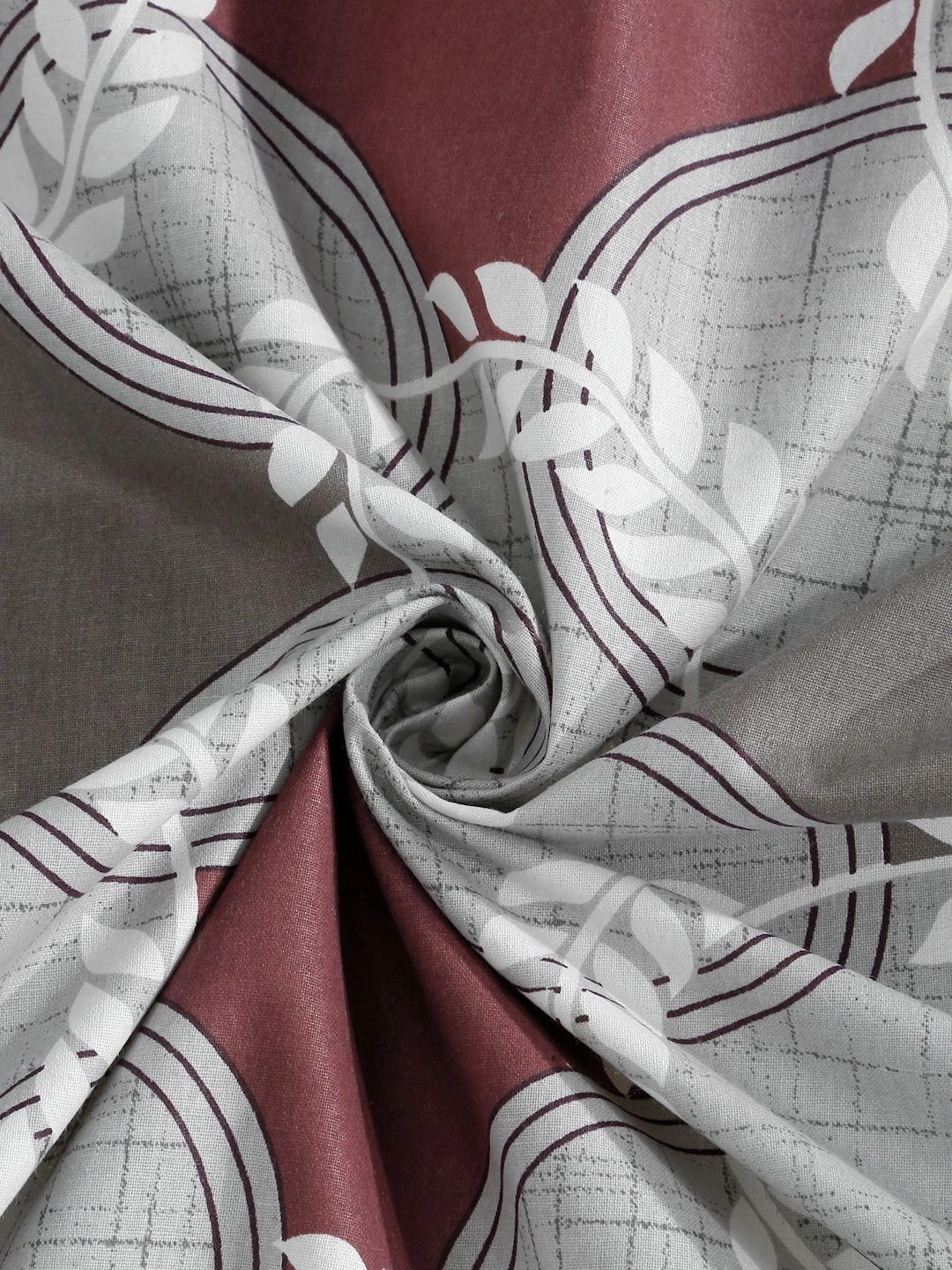 Moda Rapido X KLOTTHE Grey & Maroon Geometric 400 TC Single Bedsheet with 1 Pillow Covers