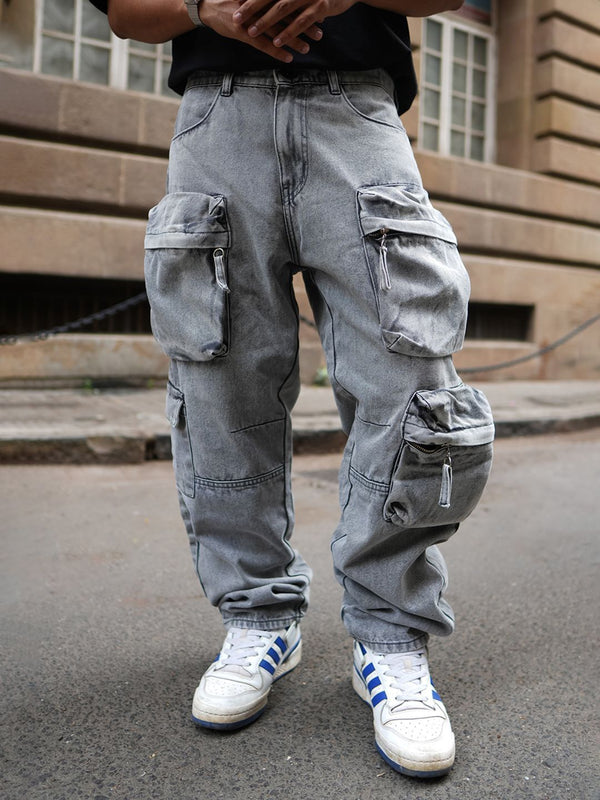 Powerlook Men Loose Fit Cargos Cotton Trousers