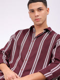 The Indian Garage Co Men Relaxed Fit Striped Dobby Textured Resortwear Shirt