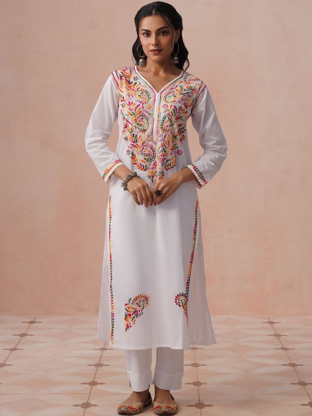 House of Chikankari Women Ethnic Motifs Embroidered Thread Work Kurta