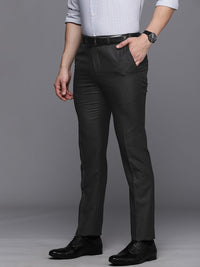 Raymond Men Grey Solid Slim Fit Wrinkle Free Formal Trousers
