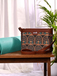 ZOUK Royal Indian Peacock Motif Harmony Printed Structured Sling Bag