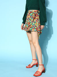 Berrylush  Gorgeous Red Floral Ruffled Skirt