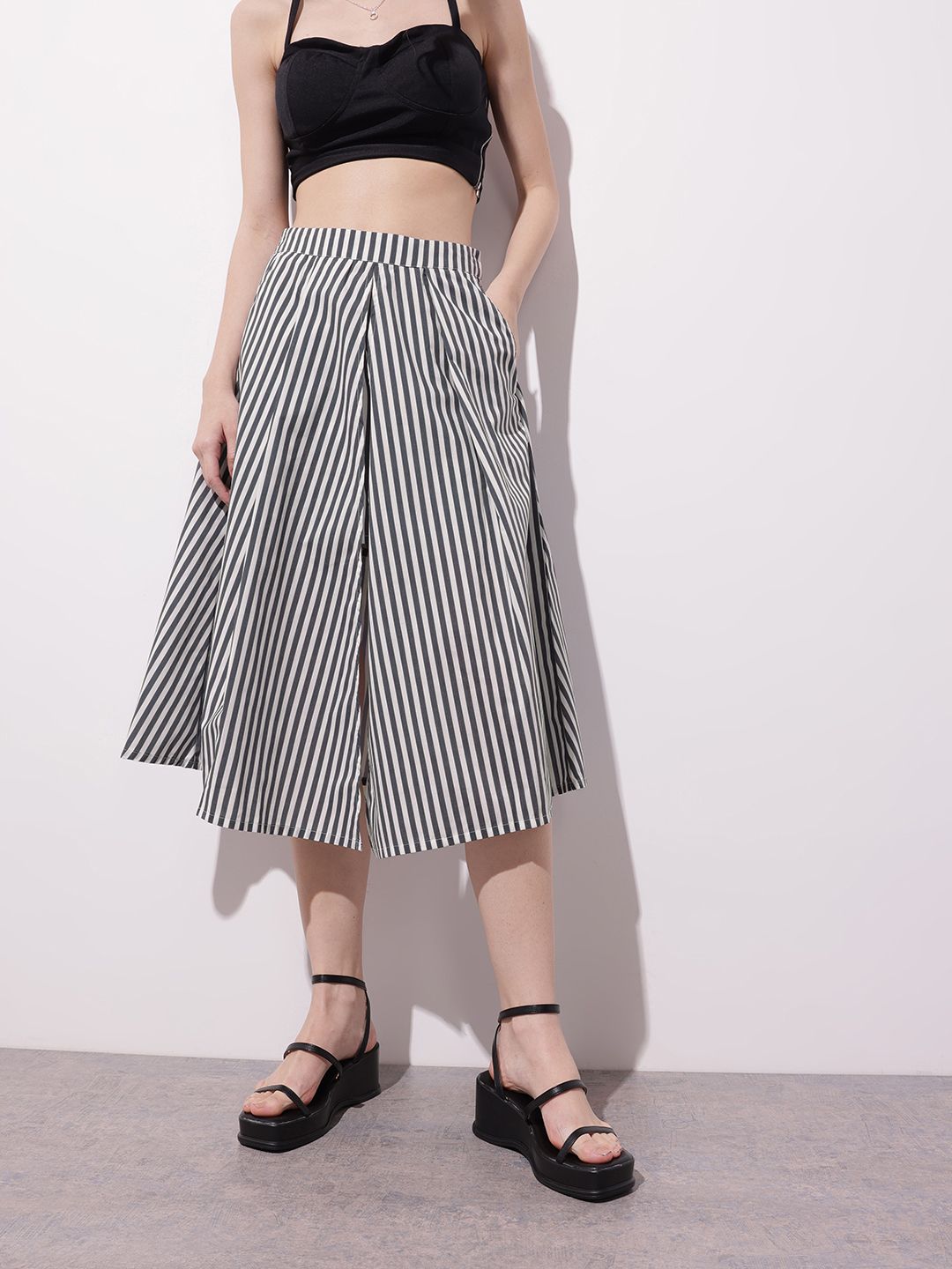 DressBerry The Y2K Stripe Remix Angular Accents Midi Skirt