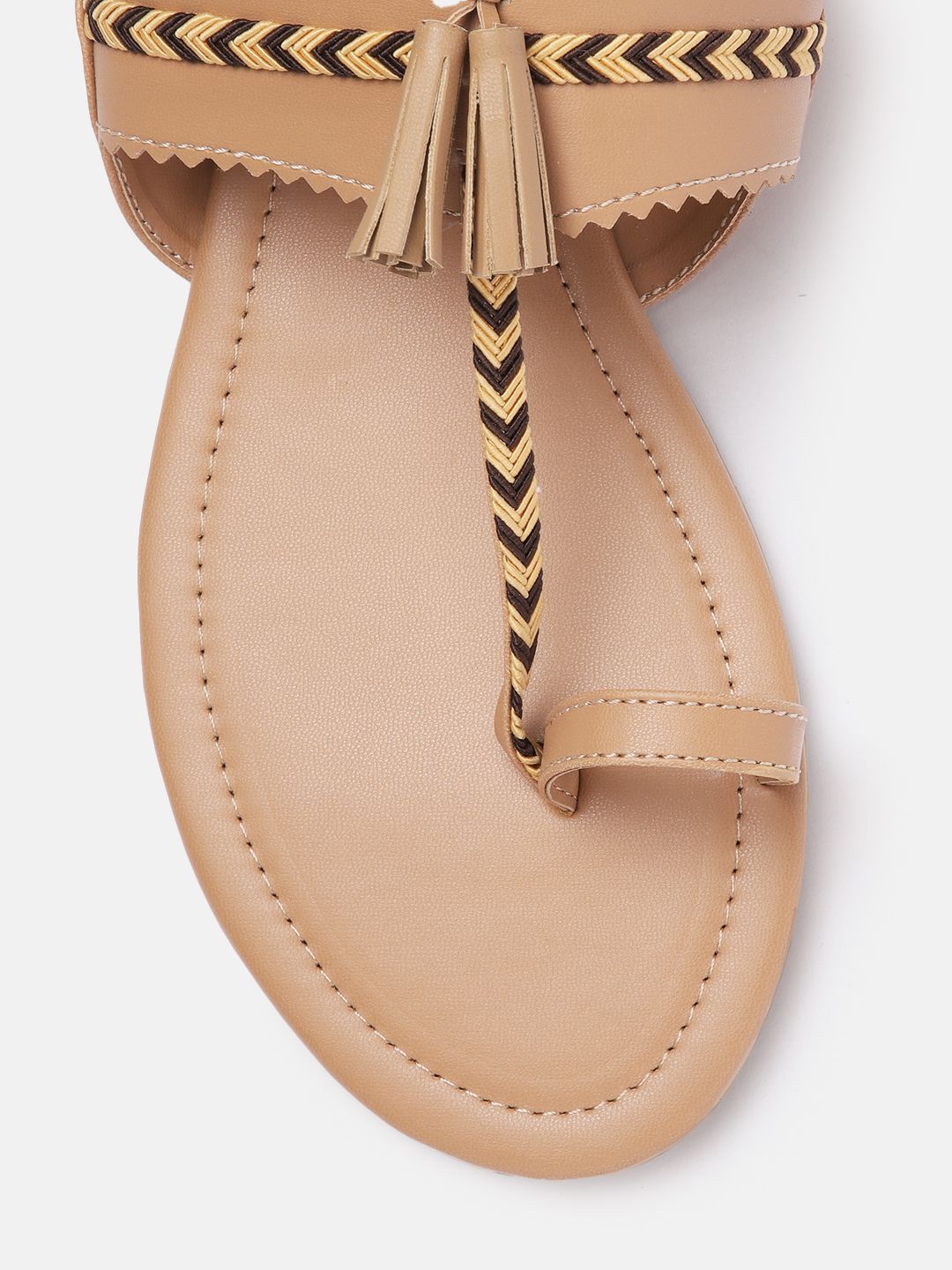 Anouk Women Woven Ethnic One Toe Flats with Tassels