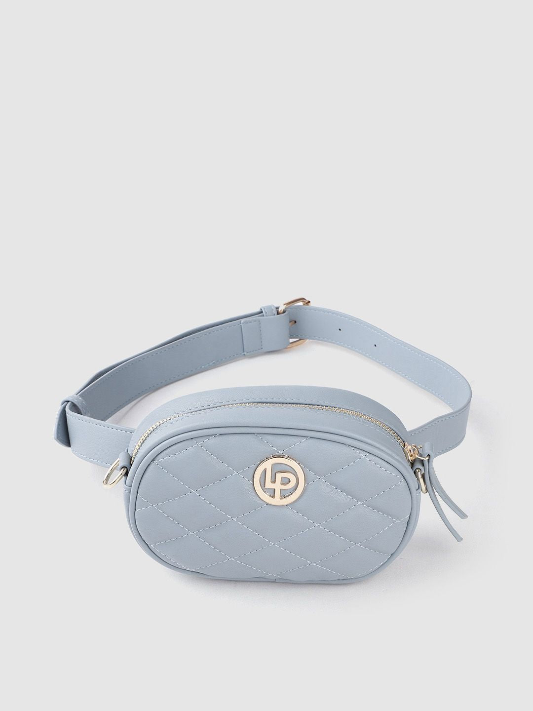 Lino Perros Women Blue Quilted Sling Bag Cum Fanny Pack