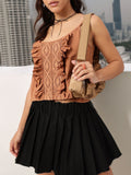 DressBerry Touch of Romance Ruffles Shoulder Straps Crop Top