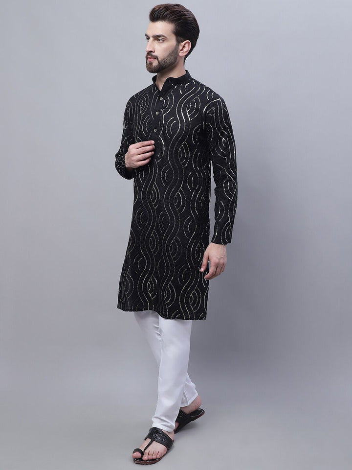 SOJANYA Lelaki Leheriya Sulam Kurta Kapas Tulen Labuci Dengan Churidar & Nehru Kurta