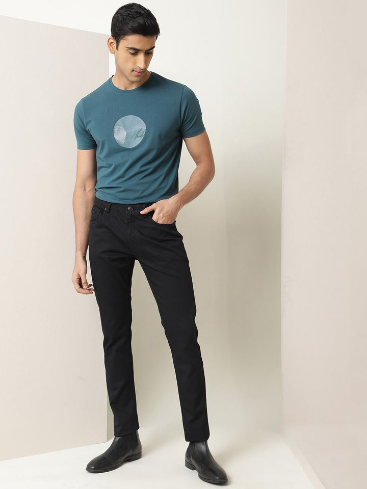 RARE RABBIT Men Poke Mid Rise Cotton Slim Fit Trouser